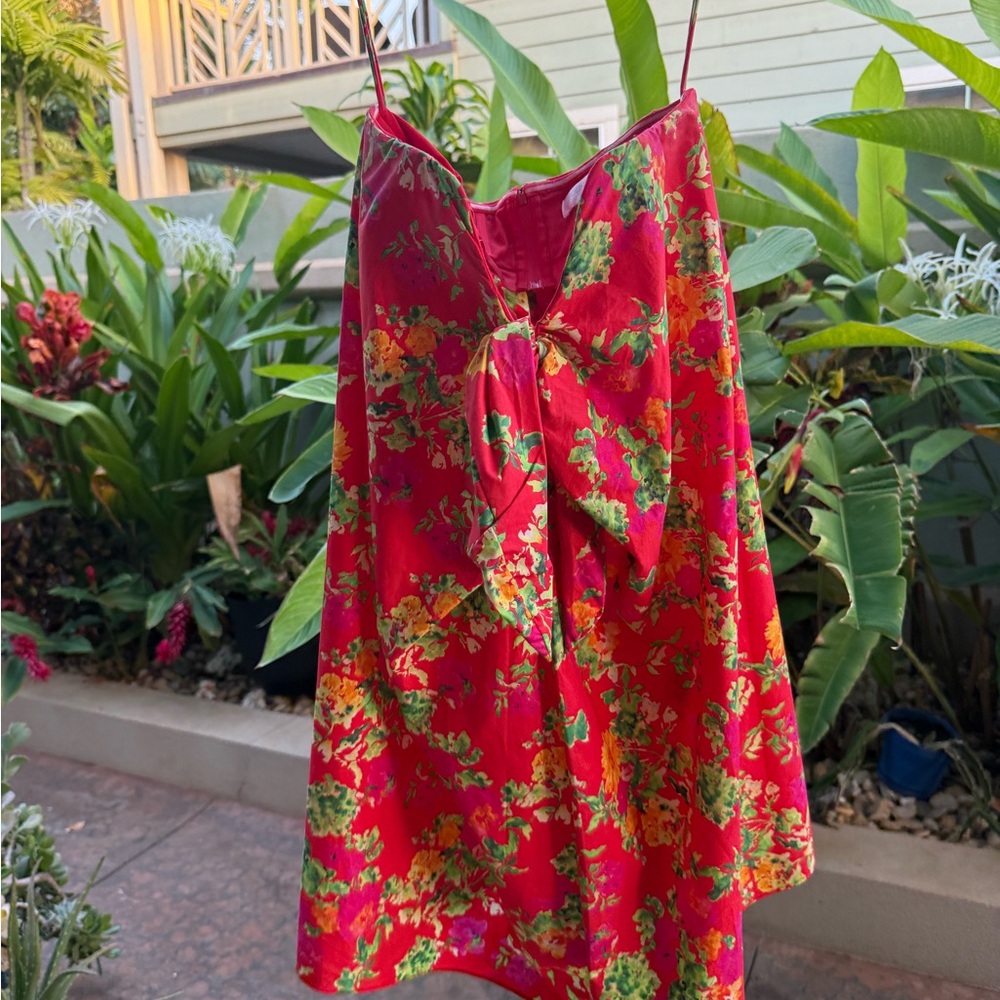 Caroline Constas Red Floral Mini Dress